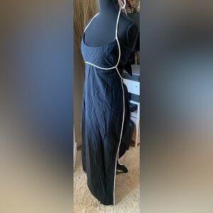Free People Black Backless Dress with White Trim Accent